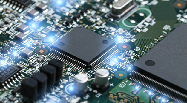 closeup electronic circuit board